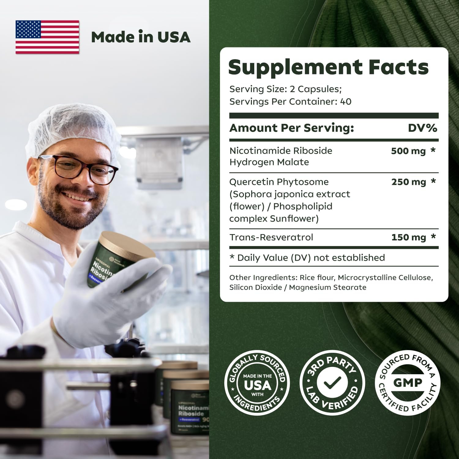 Reus Research NR900 - NAD+ Supplement for Skin Aging Support, Energy, and Focus - 80